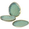 Henten Home Set di 4 piatti per snack e salse, per 4 persone, set da tavola per torte, servizio da tavola, design moderno verde