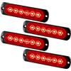 Teguangmei 4Pz Ultra-Sottile 6LED Luce Stroboscopica di Emergenza Rosso Lampeggiante Pericoloso Luce Stroboscopica Laterale Spia Impermeabile Universale per Camion Rimorchio Moto 12-24V