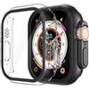 Misxi [2 Pezzi] Custodia Protettiva con Vetro Temperato Compatibile con Apple Watch Ultra 3 / Ultra 2 / Ultra 49mm, Cover Ultra-Sottile con Pellicola Protettiva per iWatch, 1 Nero+1 Trasparente