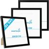 PHOTOLINI Cornici 20x20 cm nero legno MDF, set di 3 cornici per poster, plexiglass infrangibile, da tavolo o da parete, accessori extra inclusi - per foto, immagini e poster