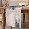 Velvhom Runner Tavolo da Salotto Moderno Runner da Tavola Autunnale Grigio e Blu Tovagliette in Lino Stile Country Arte Retrò per Tavolo da Pranzo Matrimoni Tavolo da Caffè Natale 40 x 140 cm