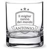 AMAVEL Bicchiere da Whisky con Incisione, Il Miglior Nonno del Mondo, Blasone, Personalizzato con Nome, Tumbler, Regalo di Compleanno, Idea Regalo per Lui