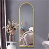 MirrorOutlet The Arcus - Specchio da parete con cornice dorata moderna a tutta lunghezza arcuata, 160 cm x 53 cm, con retro nero per tutte le stagioni.