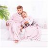 DecoKing Coperta con Maniche per Bambini in Microfibra Poliestere Rosa 90 x 105 cm Lazy Kiddo