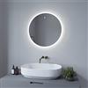 AQUABATOS® Specchio da bagno a LED con illuminazione, rotondo, 60 x 60 x 2,5 cm, con sensore a infrarossi, controllo gestuale, bianco freddo, 6400 K, dimmerabile, design sottile