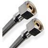 DL-pro Tubo corazzato flessibile da 1,5 m 3/8 x 3/8 IG/IG con guarnizione conica secondo KTW-A W270 tubo doccia con intreccio in acciaio inox per rubinetto