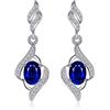 JewelryPalace 2.2ct Orecchini Pendenti Lunghi in Argento 925 con Zaffiro Blu Creato, Pietra a Taglio Ovale, Tre Ori Set Gioielli Donna