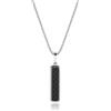 GAVU Collana da Uomo in Acciaio Inox con Ciondolo Piastrina Nera in Fibra di Carbonio, Collana Acciaio Uomo con catena 50cm