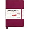 LEUCHTTURM1917 367657 Agenda settimanale Medium (A5) 2024, copertina morbida, Port Red, tedesco, 12 mesi