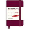 LEUCHTTURM1917 367645 - Agenda settimanale Mini (A7) 2024, rosso porto, 12 mesi