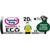 Handy Bag Sacchetti della spazzatura 20L, 90% riciclato, extra resistenti, 15 sacchetti
