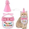Amaxiu Cappello di compleanno per cani di piccola taglia e gatti, simpatico animale domestico, bandana, accessorio per feste, cuccioli, decorazioni ricamate per ragazze, ragazzi, gattini (rosa)