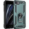 ULAK Cover per iPhone SE 3 2 2022 2020 Antiurto, Custodia iPhone 8 7 Rigida Silicone con 360° Regolabile Anello Supporto Magnetico (Verde)