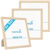 PHOTOLINI Cornici 20x20 cm legno MDF naturale, set di 3 cornici per poster, plexiglass infrangibile, da tavolo o da parete, accessori extra inclusi - per foto, immagini e poster