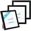 PHOTOLINI Cornici 15x15 cm nero legno MDF, set di 3 cornici per poster, plexiglass infrangibile, da tavolo o da parete, accessori extra inclusi - per foto, immagini e poster