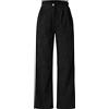 QWUVEDS Pantaloni da donna in stile retrò, con vita alta e gamba larga, dritti, in velluto a coste, pantaloni lunghi, Nero , XL
