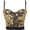 MANYMANY Womens Pearls Beaded Sequin Red Bustinier Sexy Club Bustini Ladies Bling Laser Strass Bra Corsetto