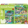 Schmidt Spiele- Elefante, Topo Puzzle Una Giornata allo Zoo 3 x 24 Pezzi, 56218