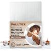 PALLTEX Coprimaterasso Singolo Coprirete Singolo in 100% cotone Traspirante, Coprimaterasso Igienico, 90 x 190 cm (Bianco naturale)