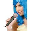 FIESTAS GUIRCA | Microfono Accessorio per Costume Festa (20 cm) - Gadget Rock, Karaoke, DJ, Cantante, Carnevale, Halloween, Compleanno, Adulti e Bambini - Nero Grigio