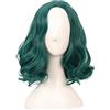 MapofBeauty 14 Pollice/35 cm Corto Ricci Bob Shoulder Lunghezza Side Part Frange Sintetico fibra Wavy Capelli per Pretty Party Cosplay Parrucca (Scuro Pine Verde)