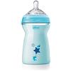 Chicco NaturalFeeling Biberon Anticolica 6+ Mesi, 330 ml, con Tettarella centrale e allungata per i bambini più grandi, in Morbido Silicone e Doppia Valvola, Allattamento Naturale e Istintivo, Azzurro