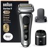 Braun Series 9 PRO +, Rasoio Elettrico Barba, Regolabarba Uomo, Rifinitore di precisione, Custodia Viaggio, Lame Flessibili, SmartCare, Impermeabile, Batteria Litio Ion, Idea Regalo, 9597cc Argento