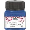 KREUL 16218 - Vetro e Porcellana Classico Blu Cobalto, in Barattolo da 20 ml, Vernice Brillante a Base d'Acqua per Vetro e Porcellana, a Rapida Essiccazione, Opaca