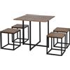 HOMCOM Set 5 Pezzi Tavolo Bar con Sgabelli in Stile Industriale per Cucina, Casa o Ristorante, Nero e Color Legno|Aosom