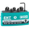 ENT 26518 Set Punta Svasatore 5 Pezzi HSS, Diametro (d) 2,5-4 e 4,5 mm, e 90°, Rotazione a destra - Set Svasatore - Set Punte Svasatore per Legno - Punte Svasatura