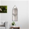MirrorOutlet The Arcus - Specchio da parete ad arco moderno con cornice color cemento, 60 x 20 cm, in vetro argentato con supporto nero per tutte le condizioni atmosferiche.