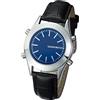 VISIONU Orologio parlante inglese con sveglia, quadrante blu, Cinturino in pelle nera Viy-blueu-026e