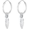 Elli Orecchini Donna Creolo Ciondolo Piuma Filigrana con Cristalli in Argento Sterling 925