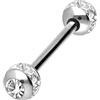 PIERCINGLINE Titan Barbell | EPOXYring Sfere + Cristalli | Piercing barretta petto lingua | dimensioni a scelta, 16 mm, Titanio/resina epossidica