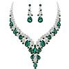 Clearine Matrimonio Sposa Jewellery Set Goccia Strass Cluster Statement Collana Orecchini Pendenti Bigiotteria per Donne Smeraldo Colore Argento-Fondo
