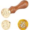 PH PandaHall 1PC Sigillo Timbro di Cera Alfabeto Lettera Z e 1PC Maniglia in Legno, 25x14mm, 75mm