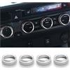 CGEAMDY 4 Pcs Copertura Della Manopola Del Condizionatore Controllo Del Volume D'aria Dell'automobile, Rivestimento Interno Della Manopola di Regolazione In Lega di Alluminio(Argento)