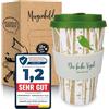 Morgenheld Tazza da Caffè da Asporto Forest 380ml Porcellana Mug takeaway con tappo in silicone, senza BPA, Coffee-to-go Cup da Viaggio con coperchio, Perfetta per caffè tè e in movimento