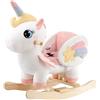 FUNLIO Cavallo a Dondolo Unicorno, Rainbow Fairy per bambini da 6 mesi a 3 anni, Cavalcabile, di Peluche, Facile da Montare