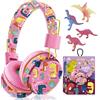 JYPS Cuffie Bluetooth Bambina, Dinosauro Cuffie Bambini Senza Fili, Cuffie Bluetooth Bambini Over Ear, Wireless Cuffie Bambino, Pieghevole Audio Stereo HD Ragazza Cuffie per Musica, con Carte Slot
