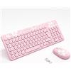 Mytrix Rosa Sakura, set di tastiera senza fili, tastiera tedesca QWERTZ, tastiera silenziosa, con tastierino numerico per PC, laptop, Mac, Windows, chiavi rotonde retrò, ricevitore tipo C/USB A