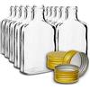 casavetro 10 fiaschette tascabili da 200 ml con tappo a vite dorato, per vino, whisky e liquori
