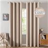 MIULEE Tende oscuranti con occhielli, effetto lino, set da 2 pezzi, 245 x 140 cm, beige, opache, con occhielli, protezione dal freddo, per soggiorno, camera da letto, isolamento termico