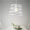 damastoreitalia Lampadario bianco da soffitto a sospensione con attacco E27 (lampadina non inclusa) moderno con paralume traforato (Bianco a fasce)