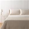 Zucchi, Completo Letto Matrimoniale, Collezione Miglio, Made in Italy, Cotone Naturale Solo Lavato, Colore Naturale a Righe