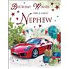 Piccadilly Greetings Regal Publishing Biglietto di compleanno per nipote, auto, 20,3 x 15,2 cm
