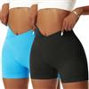 Vertvie Pantaloncini Donna Sportivi Yoga Palestra V Cross Push Up Shorts Booty Scrunch Fitness Pantaloni Leggins Corti Vita Alta Senza Cuciture Sportivo Butt Lift Corsa Gym Estivi Verde Menta M