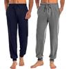 Marvmys Pantaloni Pigiama Uomo Lungo Leggero pantaloni casual in tinta unita con Coulisse e Tasca blu navy+grigio scuro XXL