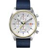 DeTomaso D10 Chronograph Limited Edition White Orologio da polso da uomo, analogico, al quarzo, cinturino in nylon blu scuro, bianco, cinghia