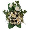 DRW Centro Fiori Artificiali Cimitero, Santi, Chiese, Anniversari, Cerimonie, Matrimoni Crema e Marrone con Lilium, Rose e ranuncoli 70x70x45 cm